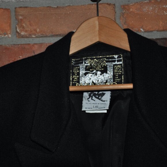 PARASUCO BLACK Wool Tailoreded Fitted CAR Coat Jacket Studded sleeves Zip-up Lrg - Picture 14 of 15